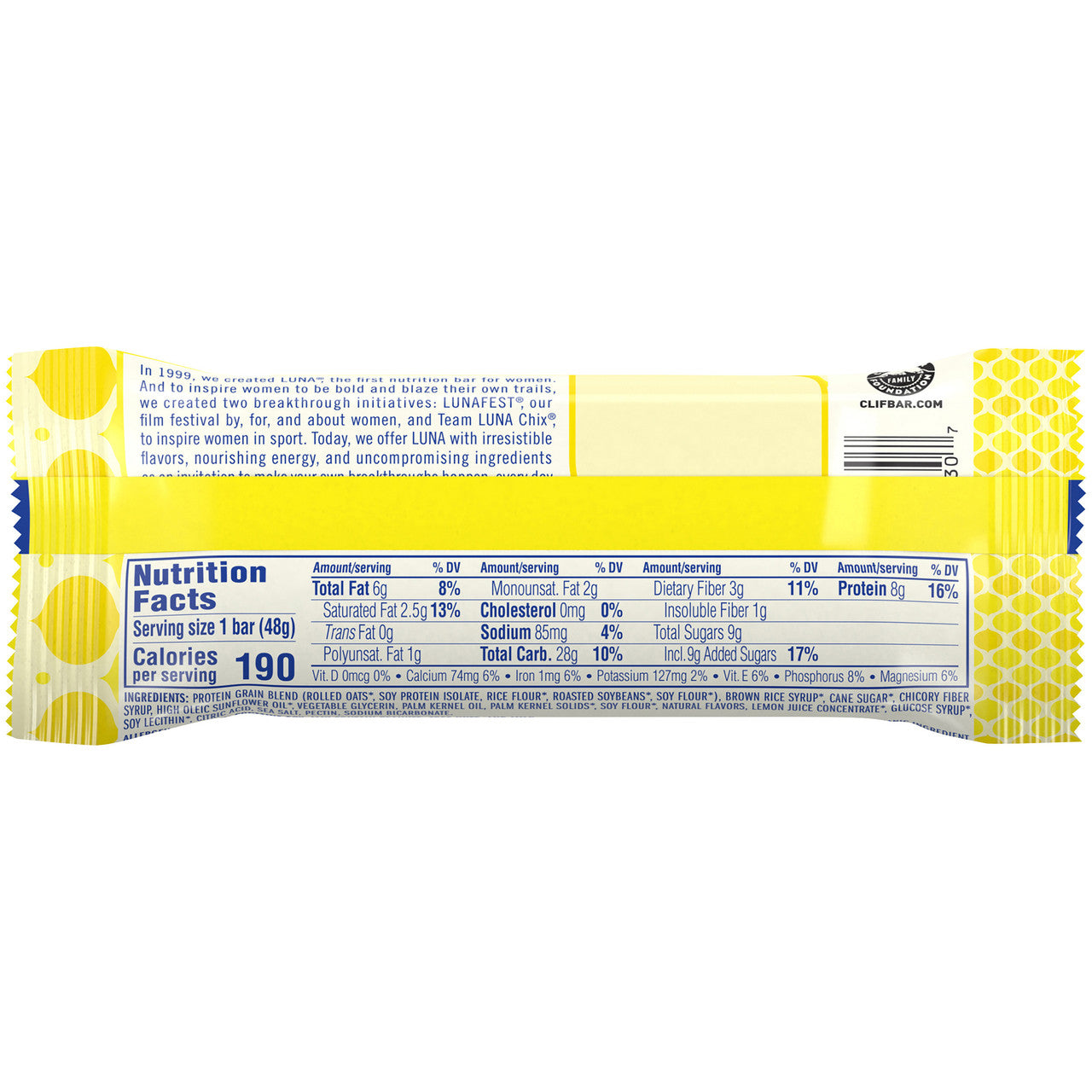 Clif Bar Lemon Zest Luna Bar (15x1.69 Oz)