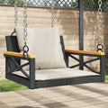 vidaXL Swing Bench with Cushions Black 24.8"x24.4"x15.7" Poly Rattan