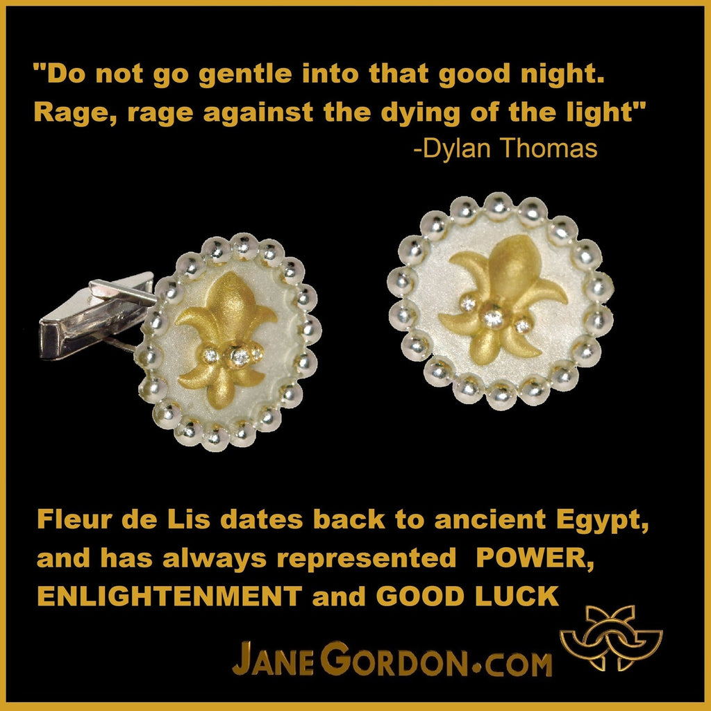 Fleur De Lis Tuxedo Shirt Studs: Diamonds in Sterling Silver