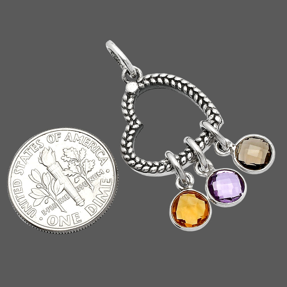 Heart - Citrine, Amethyst & Smoky Quartz Pendant P-1731 SDP147839